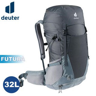 【Deuter 德國 FUTURA 32L 透氣網架背包《黑/水藍》】3400821/輕量登山包/自行車背包//悠遊山水