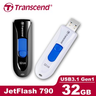 Transcend 創見 32G JetFlash 790 USB 3.1 黑/白色 高速 隨身碟 保固公司貨