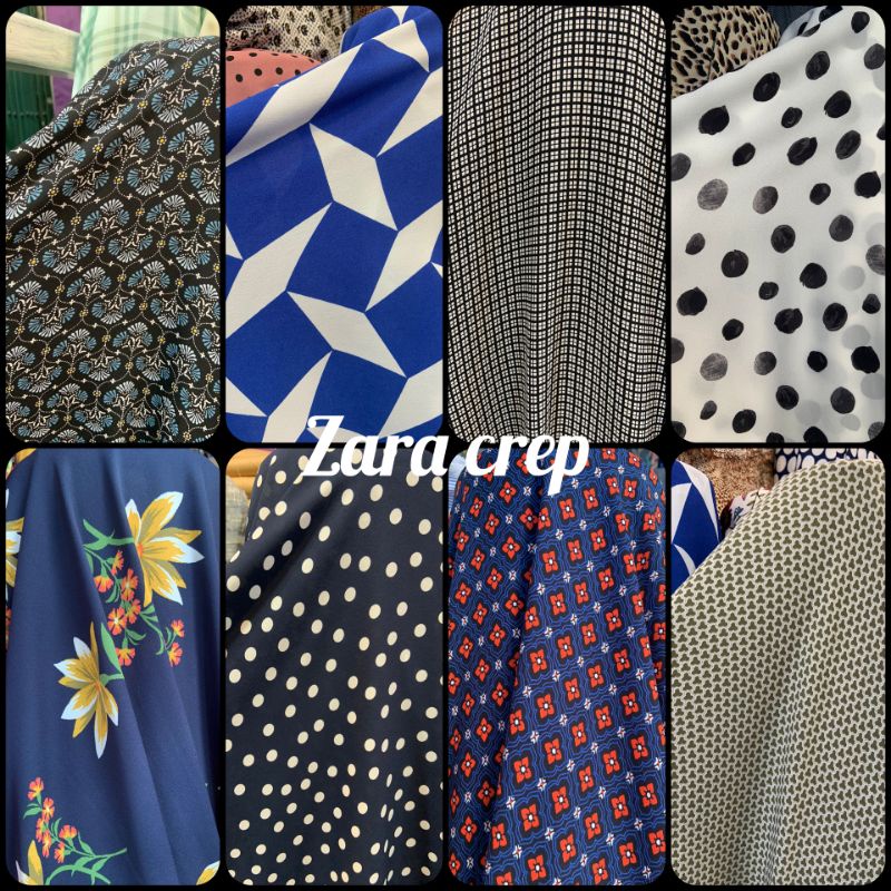 Zara crep Material zara crep Fabric 圖案進口面紗材料上衣面料儀表零售材料上衣面料上衣