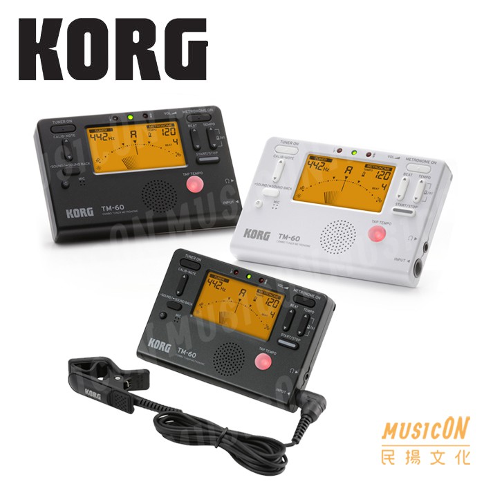 【民揚樂器】KORG TM60 TM60C 全功能冷光 二合一調音器 節拍器 可優惠加購原廠拾音夾組