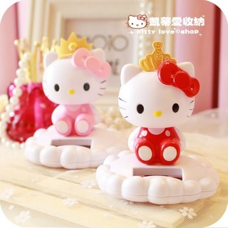 HelloKitty凱蒂貓可愛車載搖頭娃娃擺件 太陽能搖頭娃娃 汽車飾品