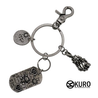 KURO-SHOP復古潮流風 骷髏手 骷髏鐵牌 鑰匙圈