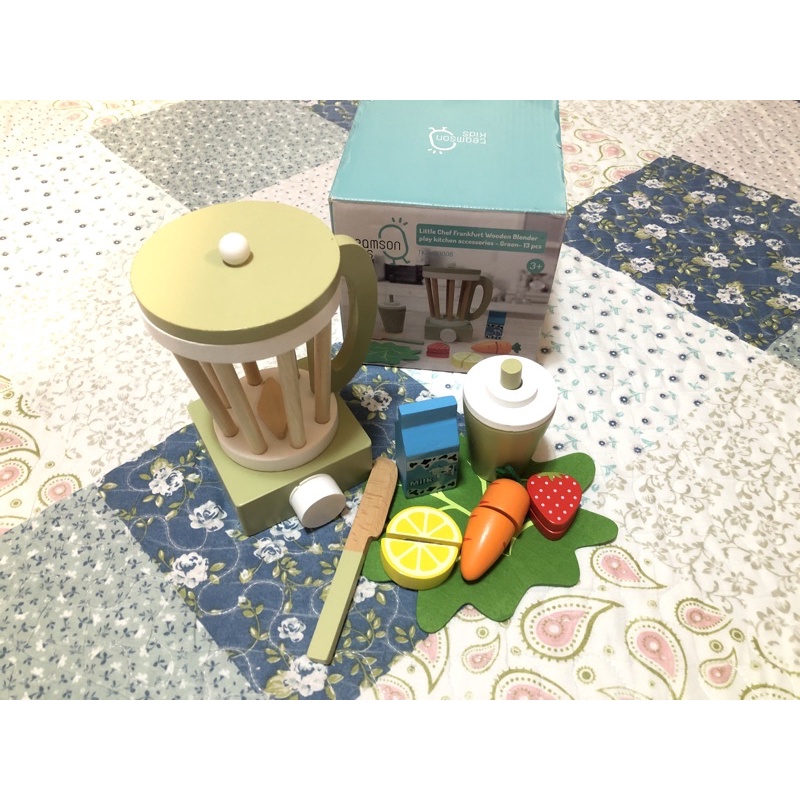 《二手商品》Teamson 法蘭克福木製玩具果汁機組/廚房玩具/家家酒