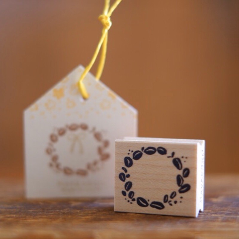 Hankodori 日本製印章草冠草かんむり咖啡豆花圈日本印章印章聖誕花圈咖啡豆印章手帳印章之然 蝦皮購物