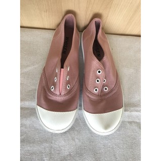 Angelia 韓國正韓現貨 粉色帆布免綁帶休閒平底鞋