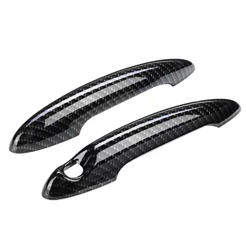 黑馬汽車精品 適用於BMW MINI COOPER R55 R56 R60汽車門把手碳纖紋貼殼