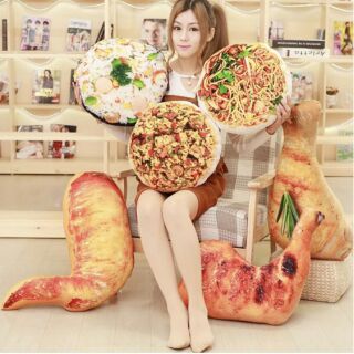 ☆模擬創意雞腿雞翅烤鴨炒飯炒麵抱枕/抱枕靠墊情人節午安枕/生日禮物/聖誕節交換禮物/耶誕節