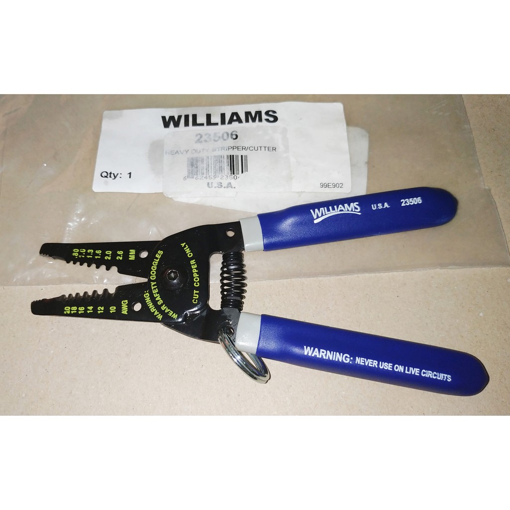 Williams 美國製 剝線鉗 160mm 電工 彈簧 舒適 水電 10-20 AWG 電線 絞線 單芯 多芯 USA
