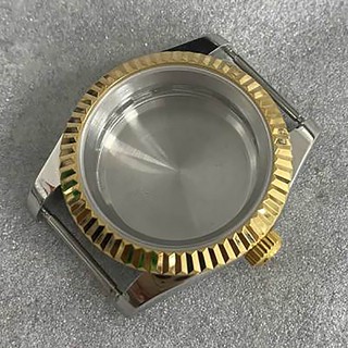 39mm錶殼電鍍房金牡蠣型萬年曆/狗牙圈藍寶石玻璃適用於nh35/nh36/4r機芯