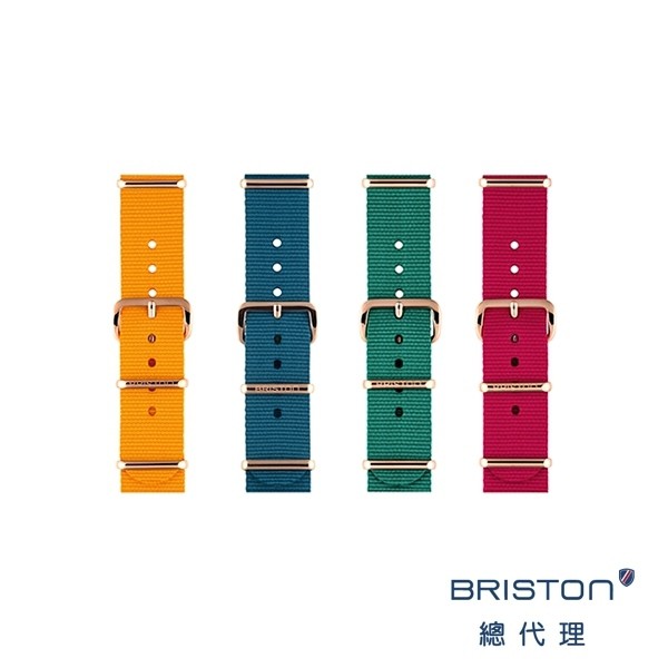 BRISTON 帆布錶帶 18mm 230mm 玫瑰金扣 NATO 可替換 小方糖錶款適用