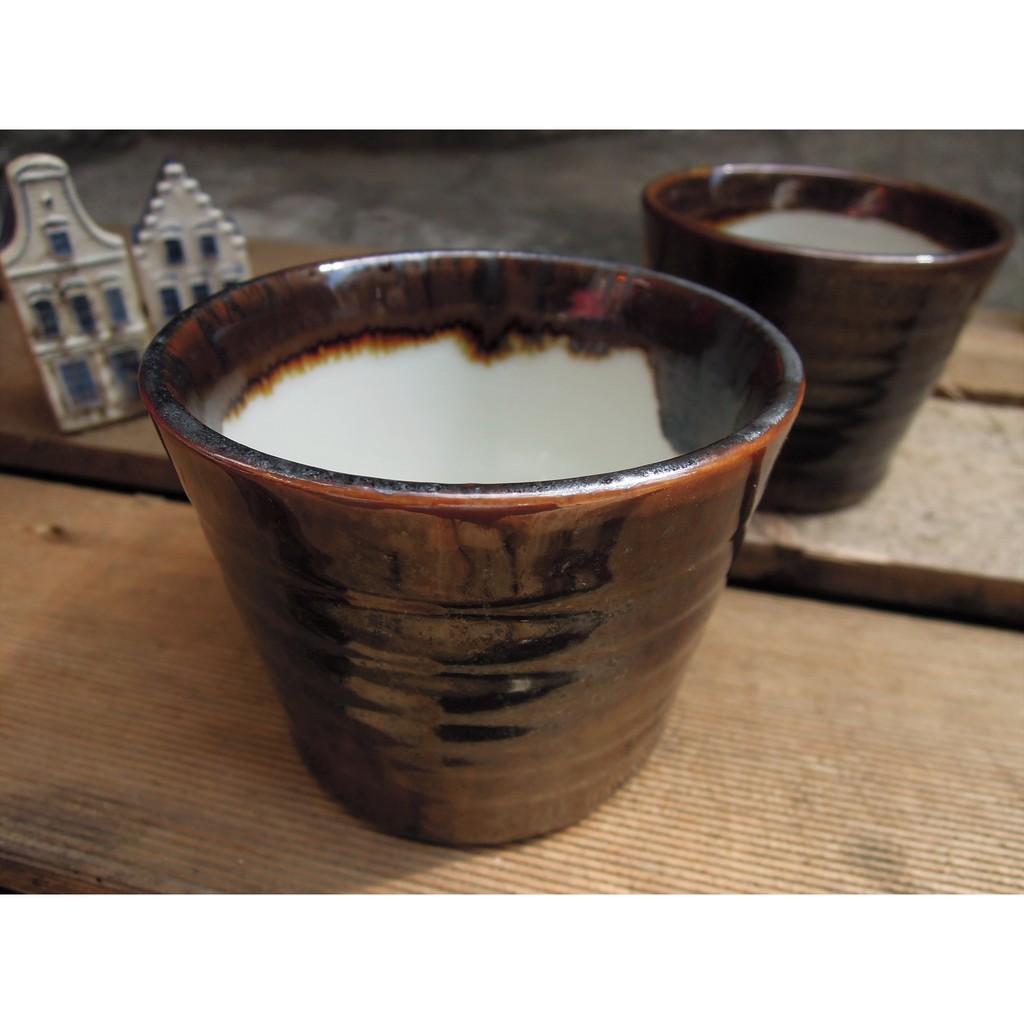 好日餐旅🌠日本製棕釉2"豬口杯 茶碗蒸 杯子 現貨 餐具 碗盤 特價出清