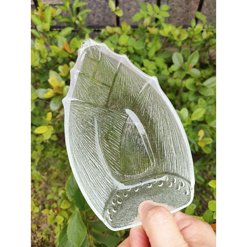 老木青 |早期日本製🇯🇵TOYO竹筍造型玻璃盤 五股綠竹筍季 復古 老貨