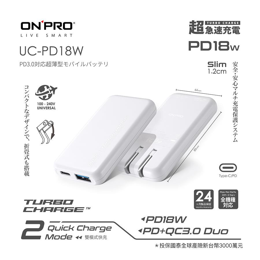 ONPRO UC-PD18W雙孔快充超薄旅充充電器/ 無印白 eslite誠品