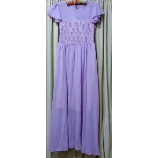 ♦️降♦️ 全新有吊牌--超美淺紫(紫羅蘭色)氣質雪紡傘袖長洋裝伴娘洋裝晚禮服宴會洋裝(有內裏)(size：F)