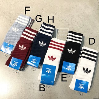【Sharkhead】現貨 Adidas Solid Crew Sock 黑白 高筒 三雙一組 愛迪達 長襪 棉襪 條紋