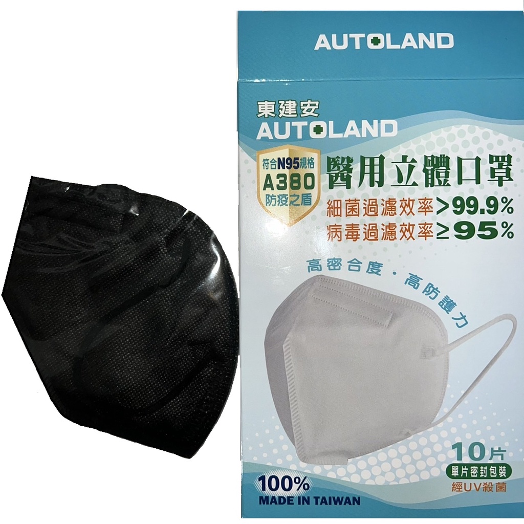 東建安口罩 N95 黑色立體醫療用口罩100%台灣製造 買2送1 可對折疊式 醫療級用立體口罩 單片密封包裝