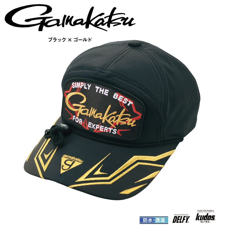 《gamakatsu》GM-9874黑金色釣魚帽 中壢鴻海釣具館 防風 透濕 防撥水 遮陽帽 帽子