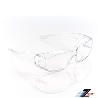 【Z-POLS】可包覆眼鏡於內設計 全透明PC安全鏡片 抗UV400防風防飛沫護目鏡(有無近視皆可使用)