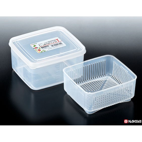 日本製 NAKAYA 方形瀝網保鮮盒 瀝水料理盒  冷凍盒 冷藏分裝盒 保鮮盒 微波保鮮盒