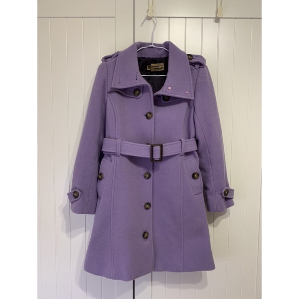 「金安德森」薰衣草紫💜喀什米爾羊毛修身A字型大衣