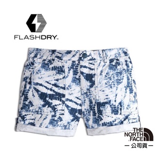 5折【美國 The North Face】童款 FlashDry 閃電吸排透氣舒適休閒排汗短褲/藍色印花_3CSI