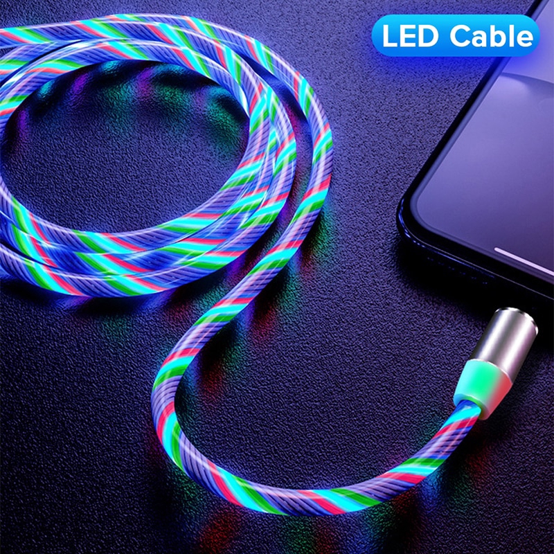 磁力線流動燈c型led微型usb充電器線磁鐵usb C微型usb快速充電 蝦皮購物