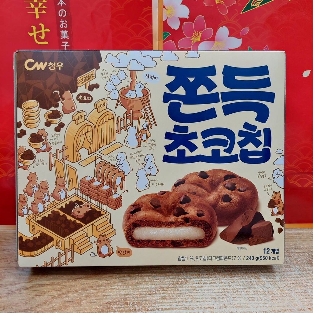 韓國 CW 可可豆 風味 麻糬餅 巧克力豆 麻糬 餅 CW QQ麻糬餅 12入