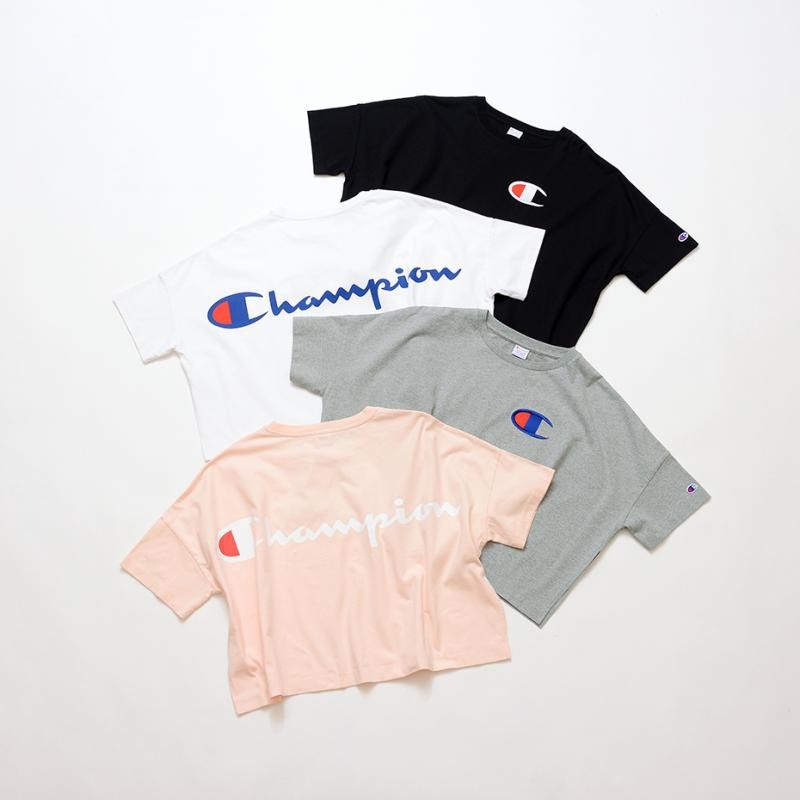 CHAMPION TEE 白色 灰色 黑色 粉色 大LOGO 寬版 落肩 短T【CW-R303】