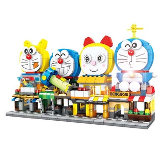多啦A夢叮當貓卡通街景4合1拼裝積木模型玩具