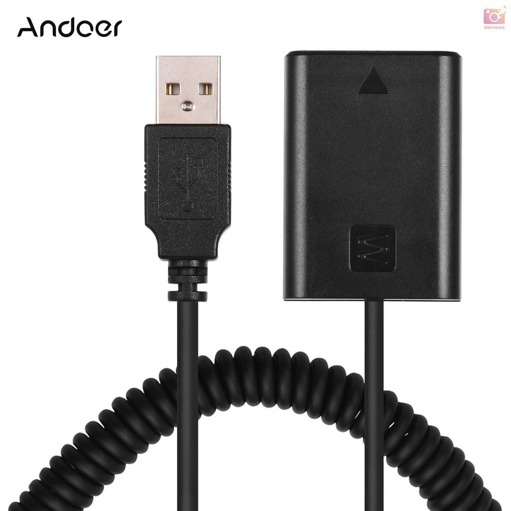 【現貨熱賣】Andoer NP-FW50假電池電池轉換器彈簧線USB接口適用於索尼微單
