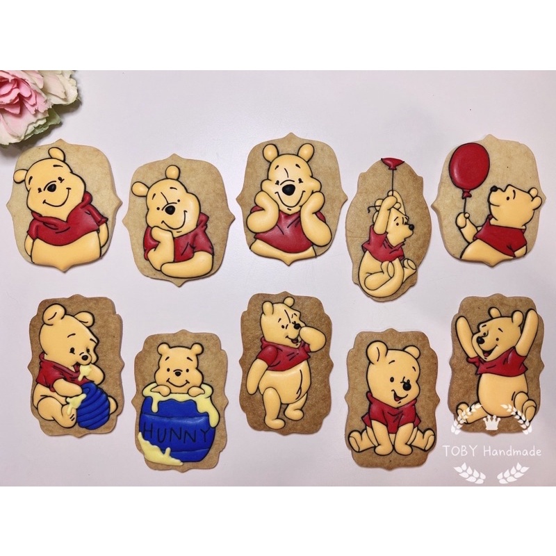 TOBY🐯小熊維尼winnie pooh（可打洞）-糖霜餅乾(低糖)、生日禮物、幼稚園禮物、婚禮小物、收涎餅乾