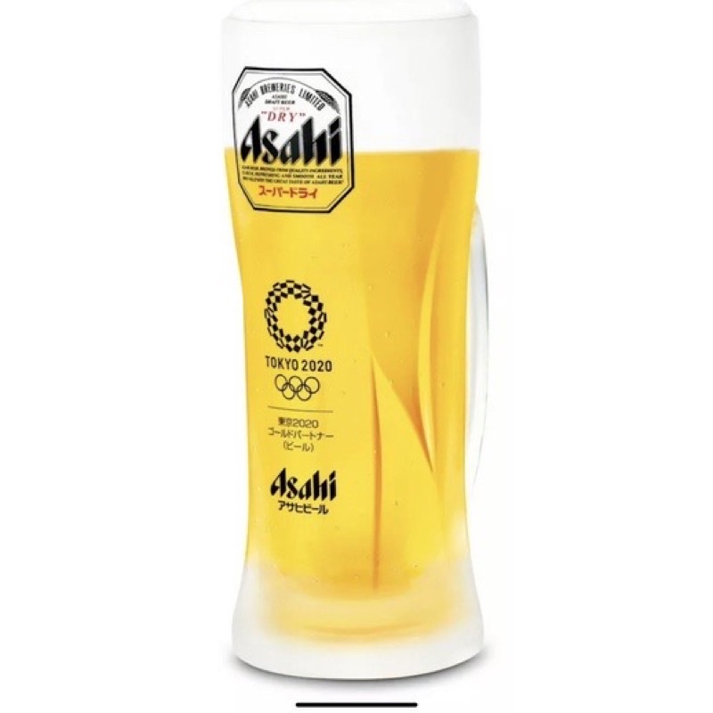 限量進口 日本 ASAHI 朝日 2020年 東京奧運 特製 啤酒杯 黑字 握把 啤酒杯 套組 orion 三得利 台啤