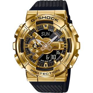 CASIO 卡西歐 G-SHOCK 重金屬工業風雙顯錶-黑金 GM-110G-1A9