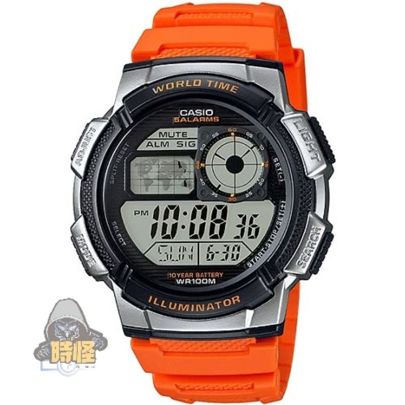 【CASIO】台灣卡西歐公司貨 10年電力世界時間計時錶 運動錶 防水100米 (AE-1000W-4B)