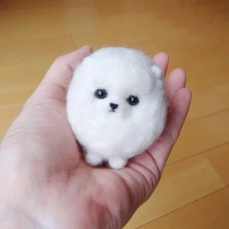 台灣出貨現貨 白色博美犬羊毛氈材料包 博美狗 蝦皮購物