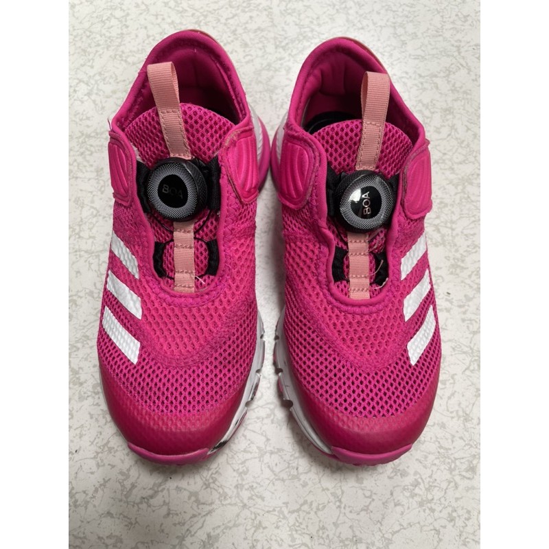 adidas 愛迪達 BOA旋鈕鞋帶系統 透氣 中童粉桃紅19-19.5cm