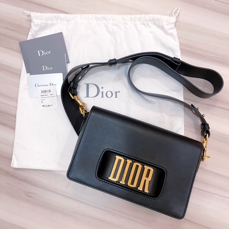 Dior 復古大logo荔紋牛皮掀蓋包包 手拿包 肩背包 側背包 金釦寬版背帶