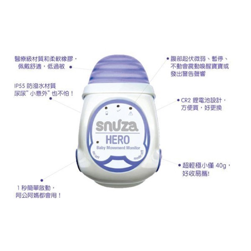 snuza hero 嬰兒呼吸動態監測器 (二手）