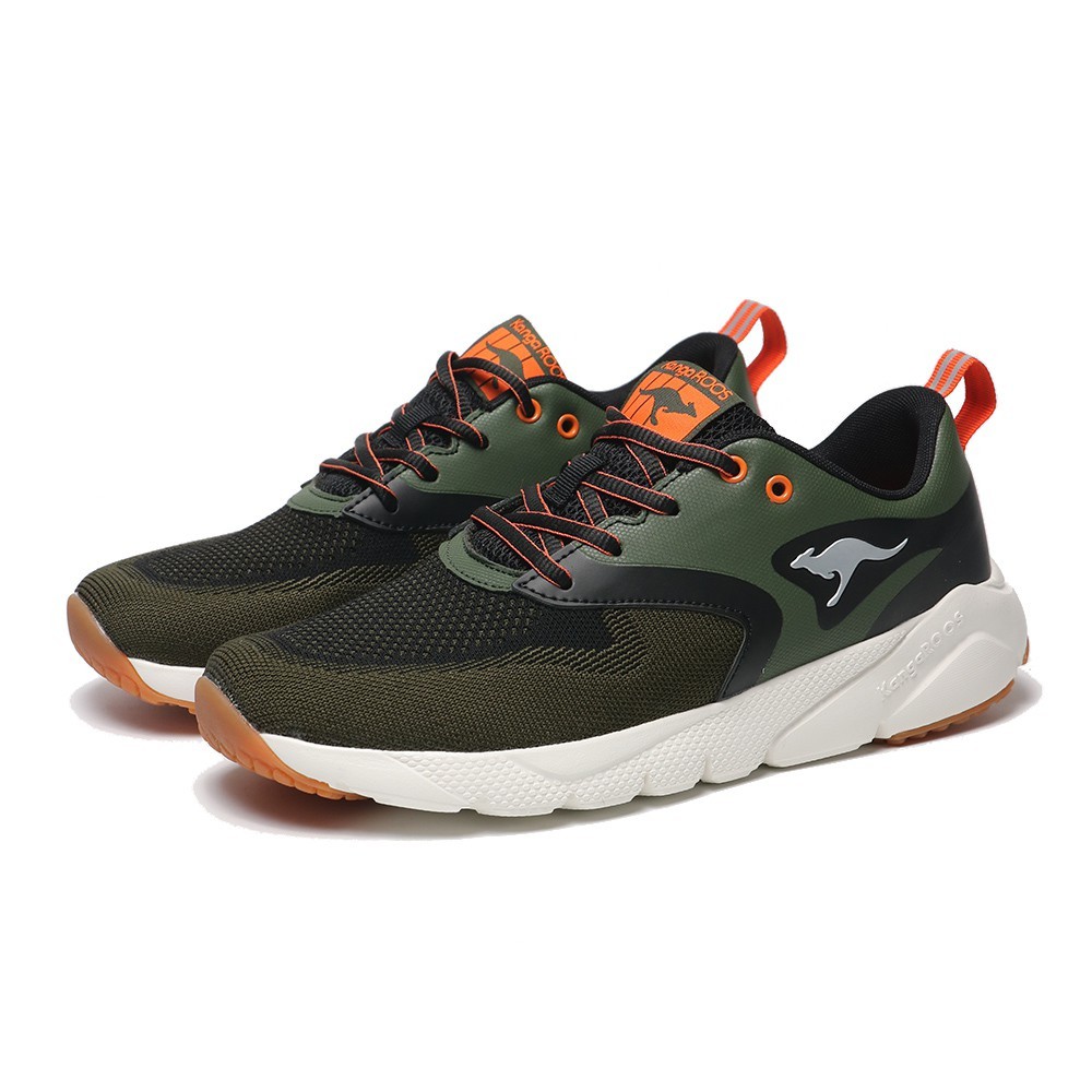 KANGAROOS 休閒鞋 RUN SPRINT 軍綠 編織 反光 超輕量 慢跑 男 (布魯克林) KM11005