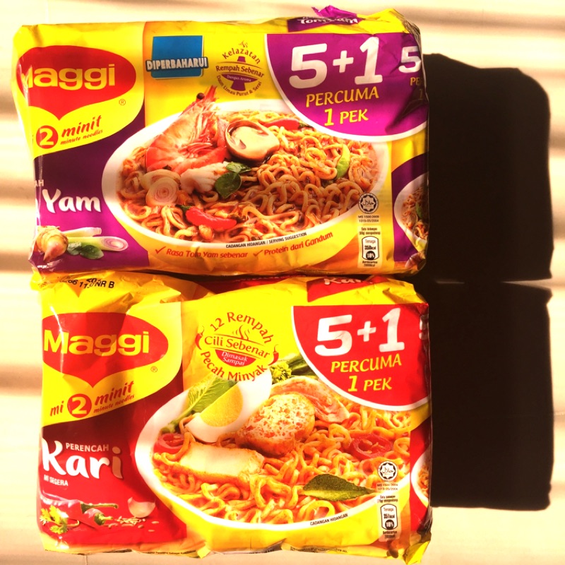 🇲🇾馬來西亞 必買泡麵 經典雙口味 Maggie Tom Yam &amp; Kari 5+1 *2🇲🇾