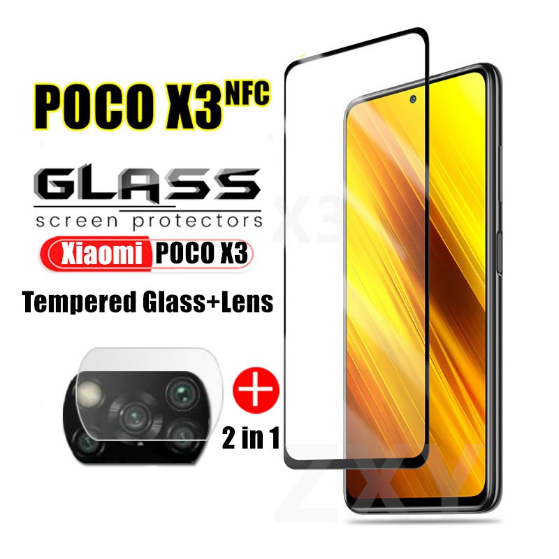 二合一保護貼 玻璃貼+鏡頭貼小米Poco X3全滿版鋼化膜POCOX3 PRO小米Poco X3 NFC鏡頭膜 保護膜