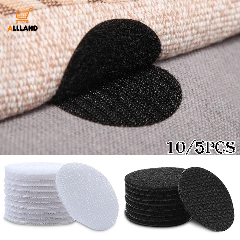 5 / 10 件雙面防滑固定貼紙 / 可重複使用的自粘鉤環扣點貼紙, 用於沙發墊地毯