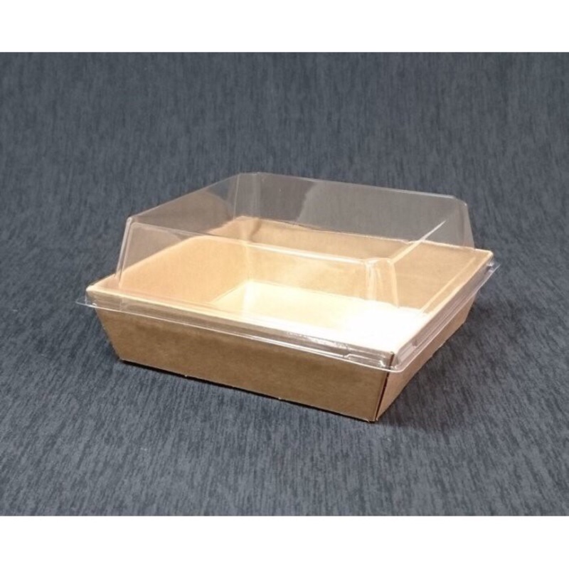 [輕食方盒+透明上蓋] 全新轉售10入 牛皮紙 外帶盒 紙盒 餐盒 壽司盒 免洗盒 散步盒 甜點盒