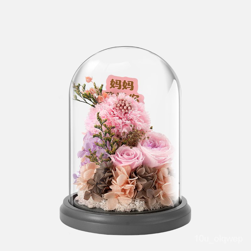 【ins永生花】母親節禮物康乃馨永生花玻璃罩玫瑰花束禮盒送媽媽婆婆長輩禮品