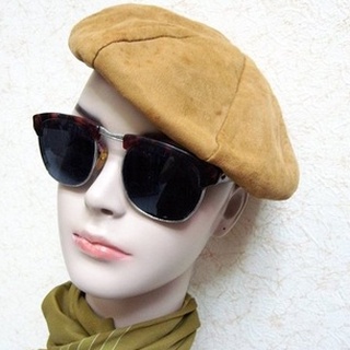 【 little fiber 小纖維! 】vintage 柔軟霧面真皮 拼接造型古董帽