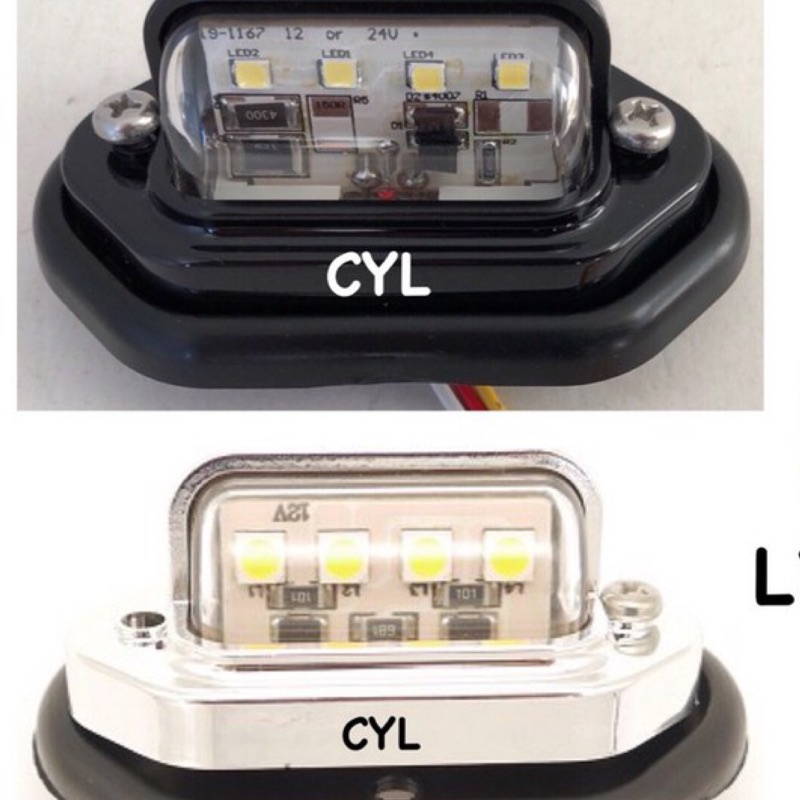 【三合院車燈】 LED 牌照燈 (4個LED) 銀殼/黑殼 白光三線 12V/24V