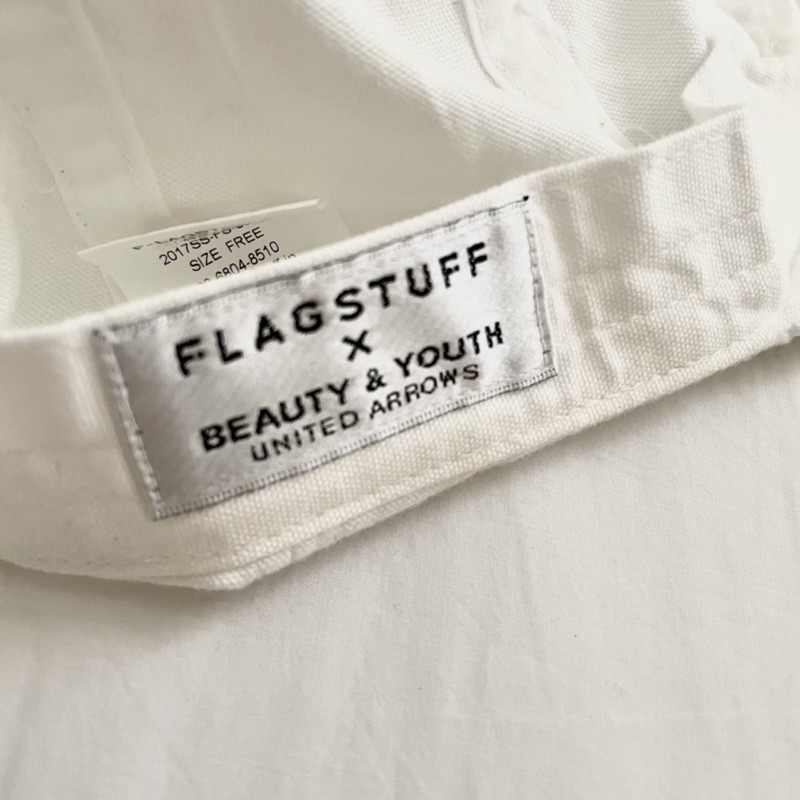 日本製Flagstuff x beauty & youth United arrows 白色休閒字母刺繡帽 