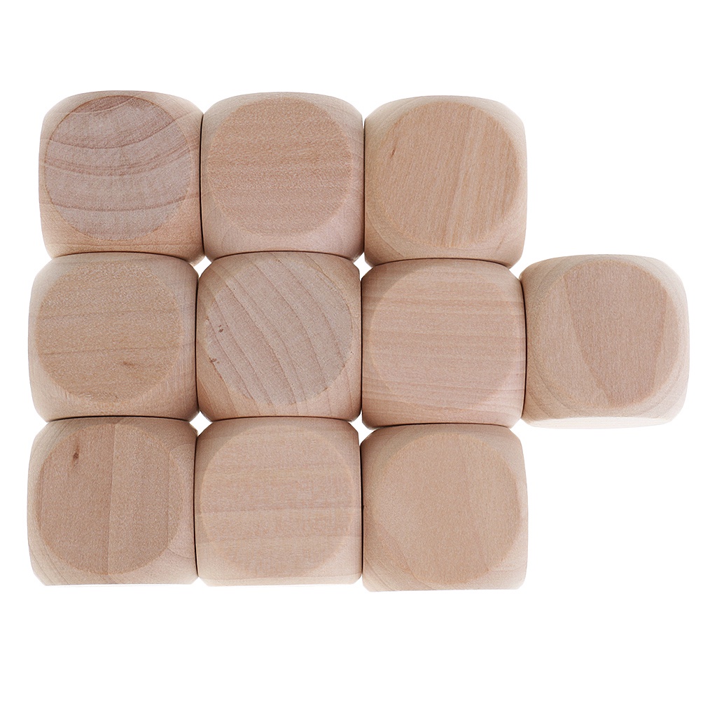 [YYDSadTW] 10pcs 木製空白塊骰子六面骰子兒童 DIY 工藝 3cm