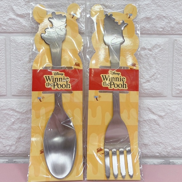 正版 迪士尼 304不鏽鋼 湯匙 叉子 可愛維尼 造型 不鏽鋼 小熊維尼 湯匙 叉子