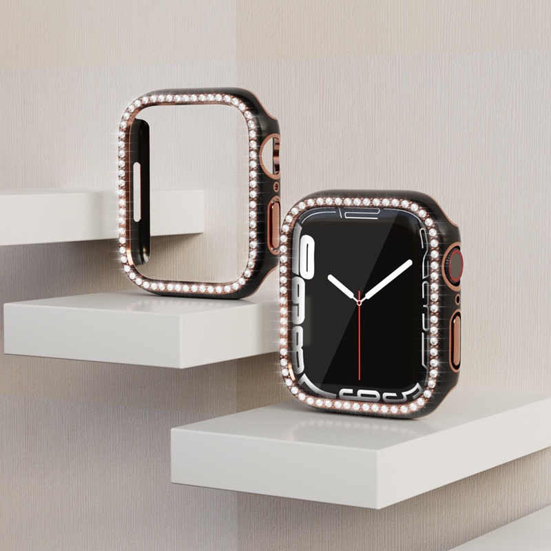 現貨+免運 3C看我的 蘋果保護套 apple watch S8 S7 SE S6手錶殻 雙色單排鑽 保護套 保護殼